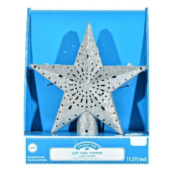 Holiday Time Silver Star Lighted Projection LED Tree Topper, 11.4" - Picture 3 of 3